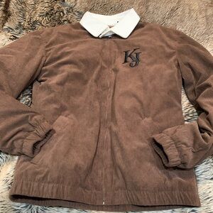 Karl Jacobs 2021 Harrington jacket Brown Corduroy Embroidered KJ NWOT~ XL